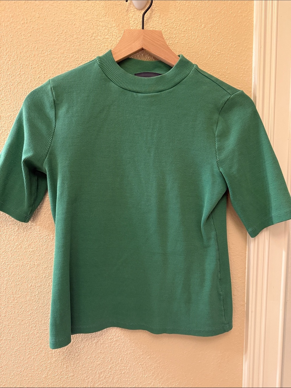 Maeve Green Short-Sleeve Ribbed Tee